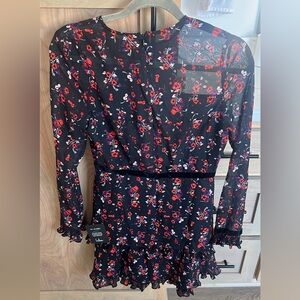 Lulu's Black and Red Floral Mini Dress
